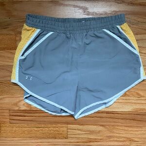 Under Armour Women's Gray and Yellow Shorts